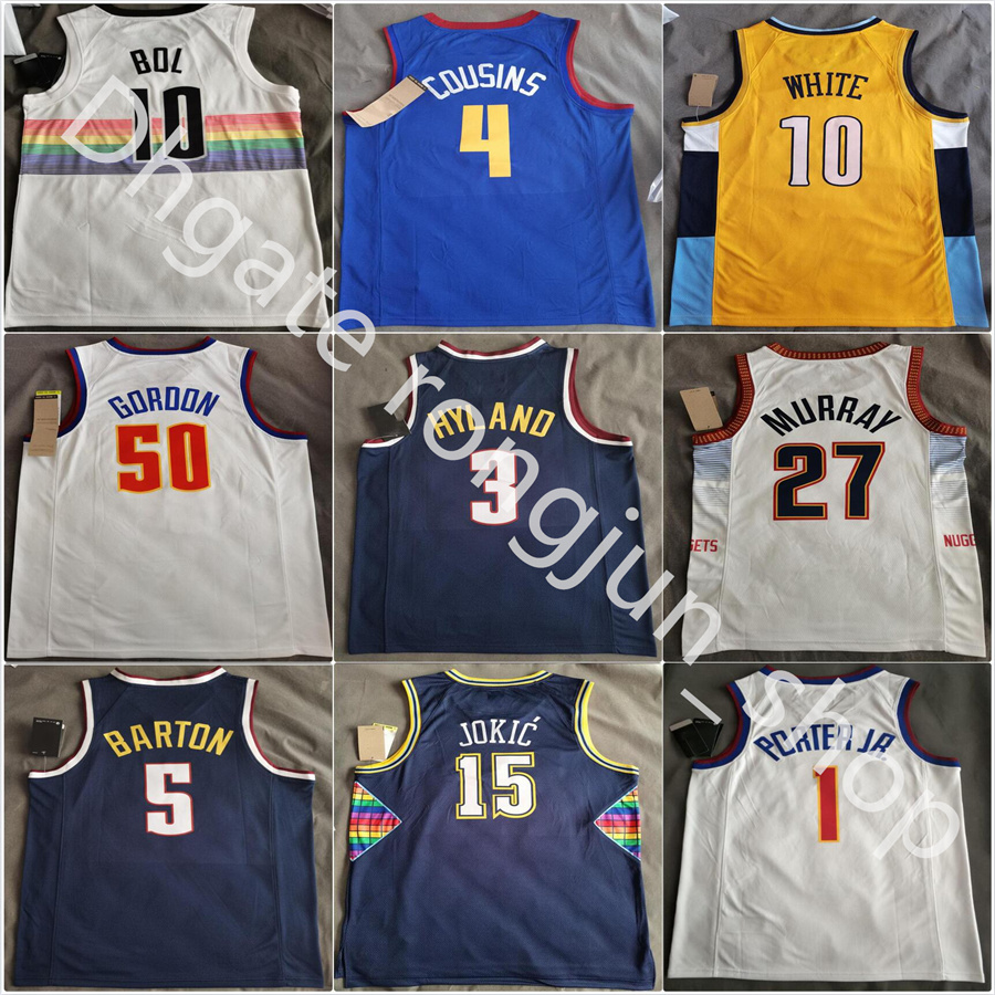 

Custom 2023 Printed Basketball Jerseys 15 Nikola 27 Jamal Jokic Murray 1 Michael Porter Jr. 50 Aaron Gordon 0 Christian Braun 8 Peyton Watson 32 Jeff Green, Color