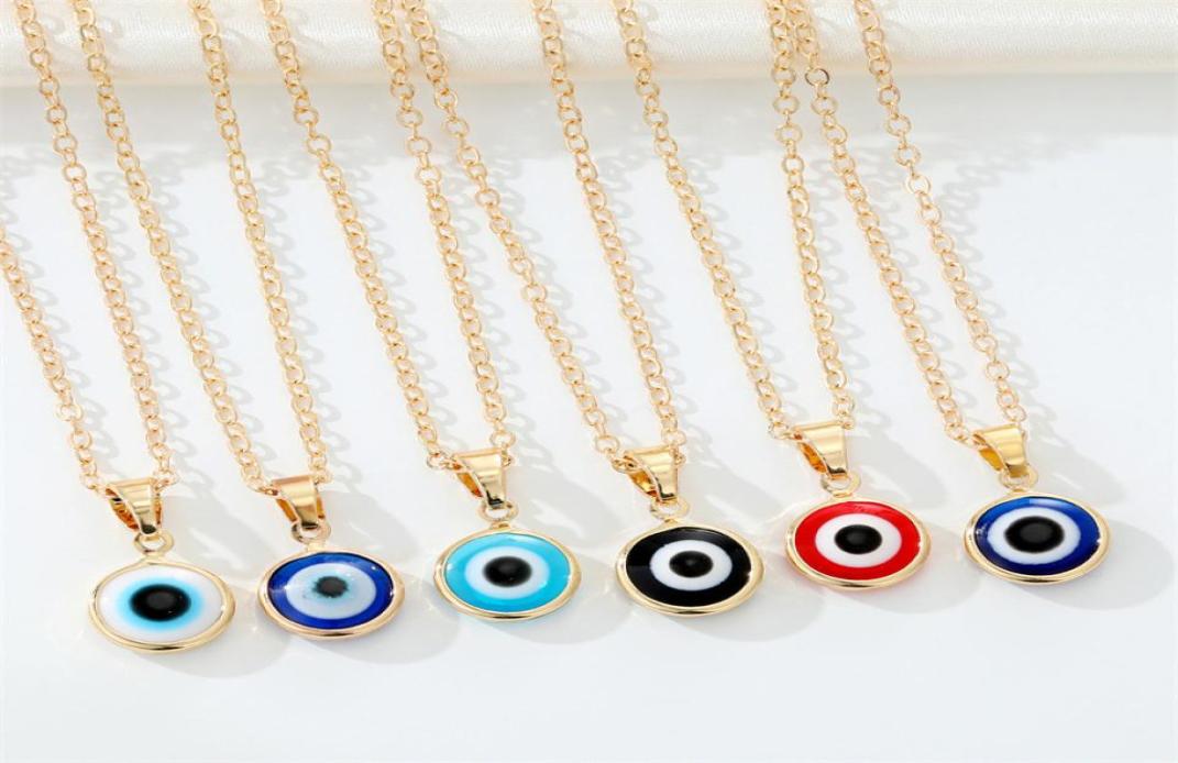 

Fashion Colors Evil Eyes Pendant Necklace Turkish Eye Chains Choker Necklaces Clavicel Chains for women jewelry8961649