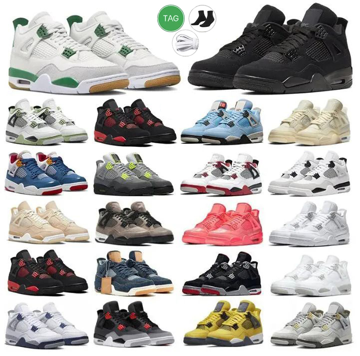 

Jumpman 4 4s Men Women BasketBall Shoes Pine Green Military Black Cat Red Thunder White Oreo UNC Blue Sail Lightning SEAFOAM Pure Money Mens Trainers Sports Sneakers, 37
