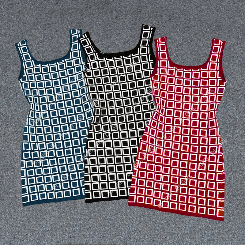 

Designer Dress Womens Knitted Vest Skirt Letter Print Dresses Summer Fashion Casual Sleeveless Skirts IRMS, Blue