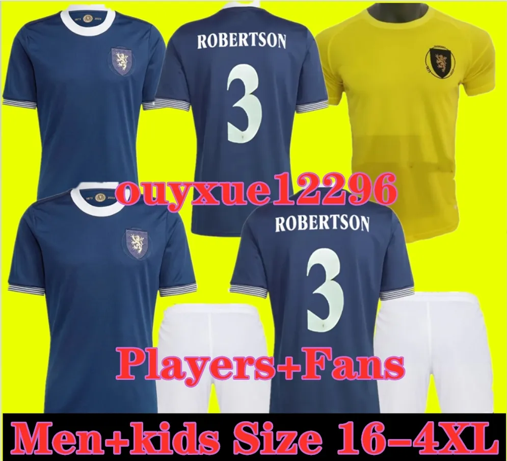 

Scotland 150th Anniversary 2023 Soccer Jerseys HOME AWAY 150 Years Special BLUE ADAMS ROBERTSON BLUE Football Shirt Scottish Kids Kit, 150th player version