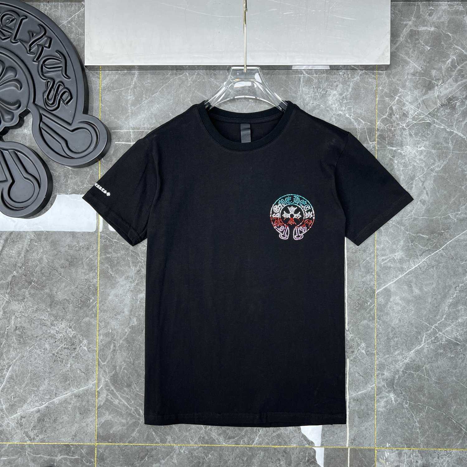 

Correct version of Chromes Heart22ss horseshoe Sanskrit cross color hot drill short sleeve T-shirt for lovers