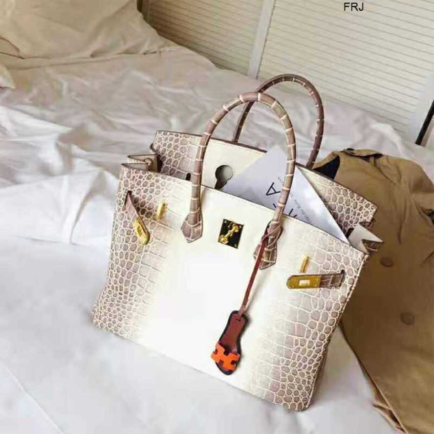 

Designer Birkin Handbags Herms 2023 New Thai Crocodile Pattern Womens Bag Himalayan White Classic Handheld Commuter Handbag Have Logo Frj, Himalayan white 25cm