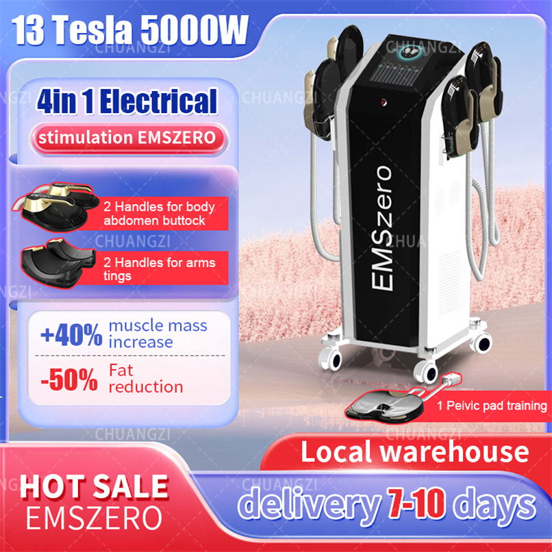 

RF Equipment 2023 Newest Update Neo DLS-emslim NEO 13 Tesla 5000W emszero Machine with 4 pcs NEO Handles With Pelvic Stimulation Pads Optional