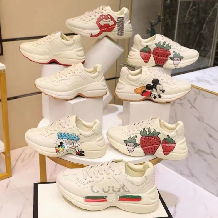 

New Rhyton Casual Shoes Designer Shoes Men Women Vintage Sneakers Ladies Luxurys Runner Trainers Chaussures Multicolor Platform Sneaker With box 35-46, 12