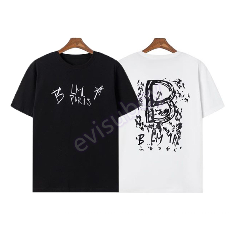 

Luxury Mens T shirt Graffiti Ink Letter Printing Short Sleeve Summer Breathable T-shirt Fashion Casual Top Black White Asian Size M-3XL