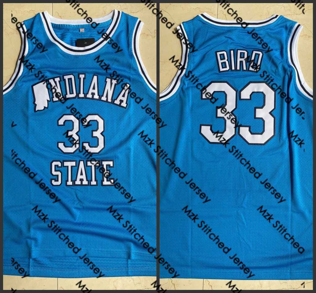 

Mens Indiana State Sycamores #33 Larry Bird Blue College Basketball Jersey