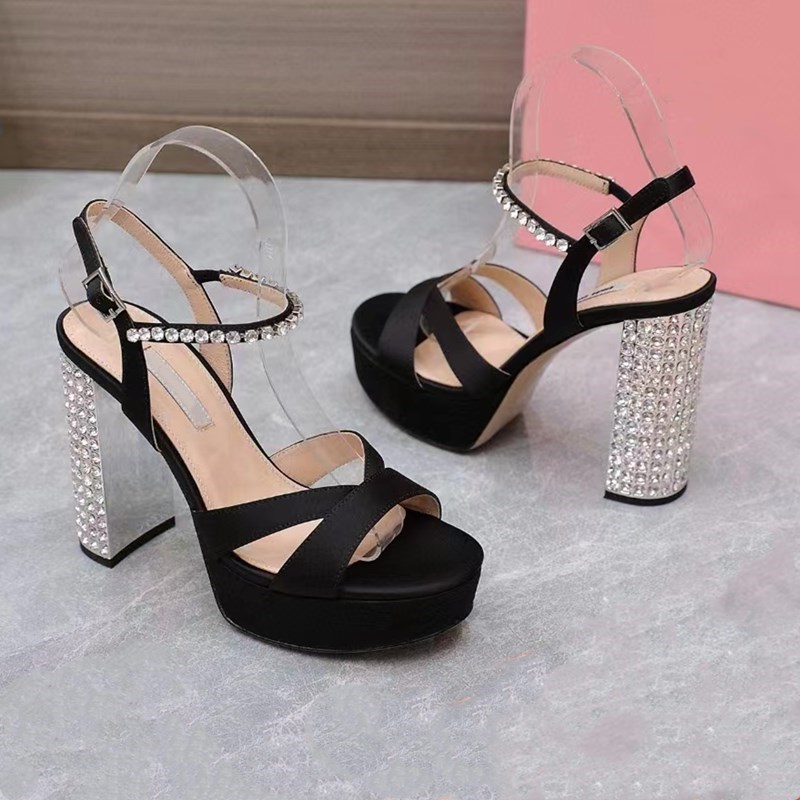

Luxury Designers summer womens platform heel dress shoes Embellished Ankle strap Pumps 12.5CM high Heeled women sandal with box, Flesh (12.5cm+2.5cm)