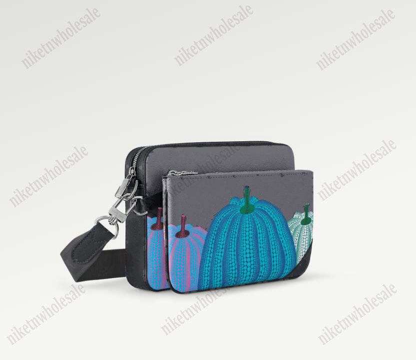 

2023 SS New 2 sets Trio Bag x YK Trio Messenger Bag M46435 Yayoi Kusama Shoulder Bags With pumpkin-shaped coin purse ultra-functional Crossbody, Color#01