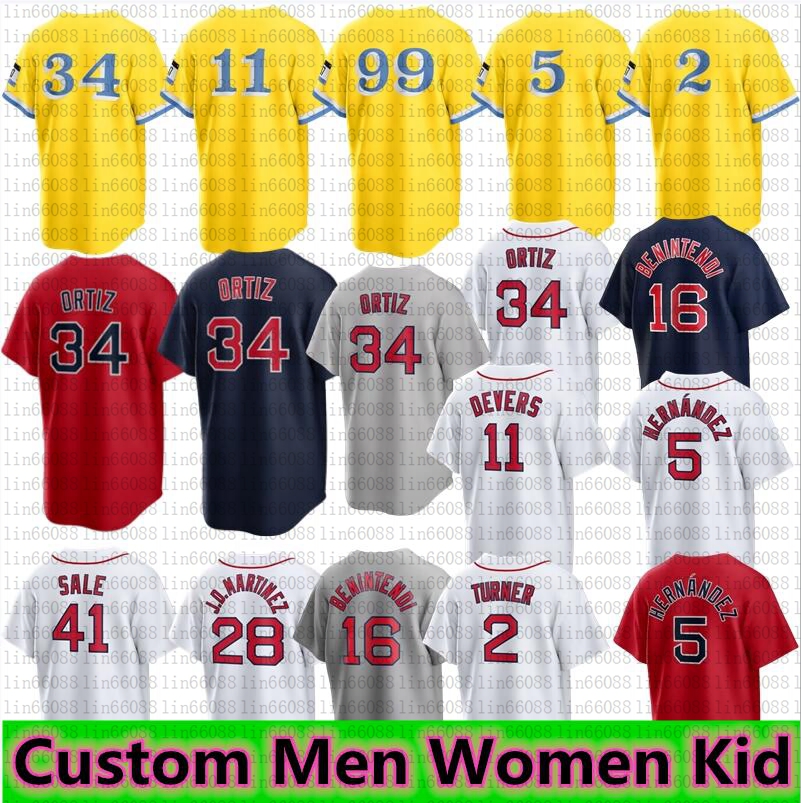 

34 David Ortiz Trevor Story Baseball Jersey Martinez Ted Williams Xander Bogaerts Enrique Hernandez Rafael Devers Chris Sale Alex Verdugo Plawecki, Men