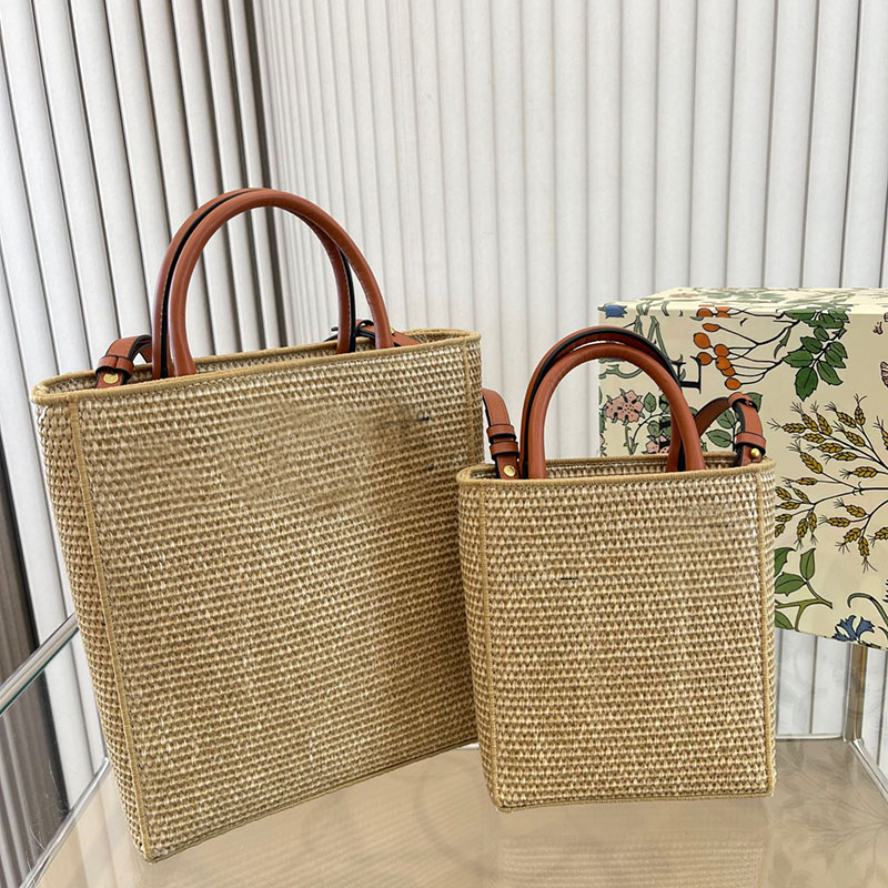 

Straw Bag Mini Tote Bag Beach Bags Crossbody Shoulder Bags Women Handbag Purse Lafite Grass Crochet Totes Detachable Thin Strap Pouch Classic Lettering Embroidery, Khaki