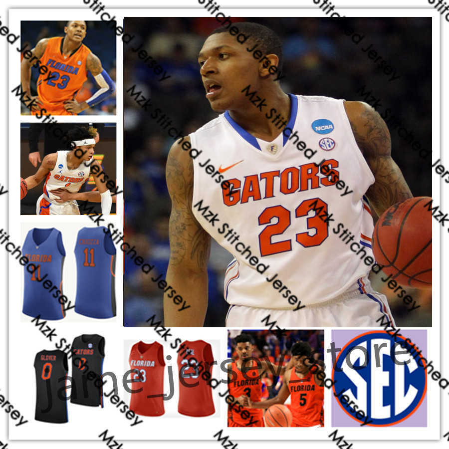 

NCAA Custom Florida Gators Stitched College Basketball Chandler Parsons Bradley Beal Udonis Haslem Kowacie Reeves Niels Lane Myreon Jones Elijah Kennedy, Florida gators custom white retro jersey