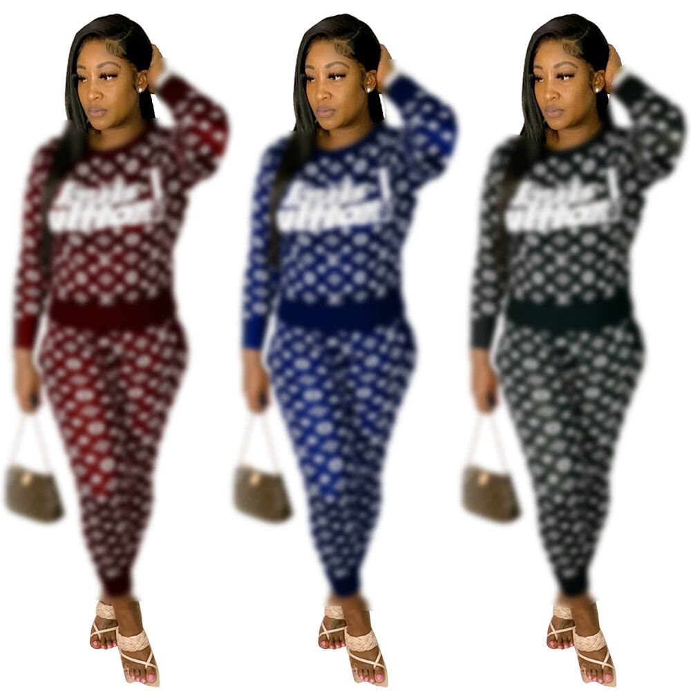 

Fashion Women's Two Piece Sets wholesale printed fashion suit BN7239, Burgundy