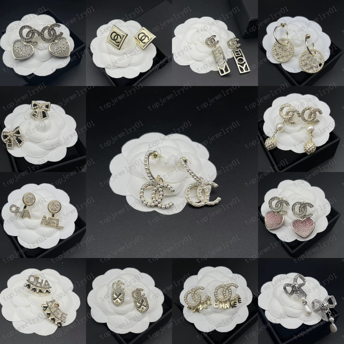 2022 Brand 18K Gold Plated Designers Double Letters Stud Clip Chain Geometric Luxury Women 925 Silver Crystal Rhinestone Earring Wedding Party Je-image-856915047