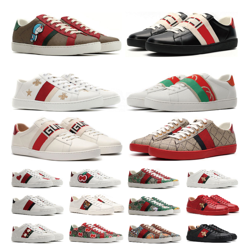 Mens Womens Casual Shoes Bee Ace Sneakers Low Shoe Leather Designer Sports Tiger Embroidered Red Green Black Stripes trainers ssuitable sneaker brea
