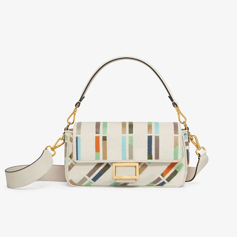 

Embroidery Baguette Bag Colored Canvas Crossbody Bags Women Flap Handbags Purse Fashion Letters Removable Handle Strap 5A Quality Shoulder Handbag Wallets