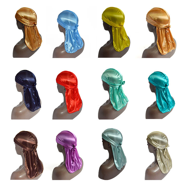

Silky Satin Durag Extra Long Tails for Men Women Printed Stretch Head Scarf