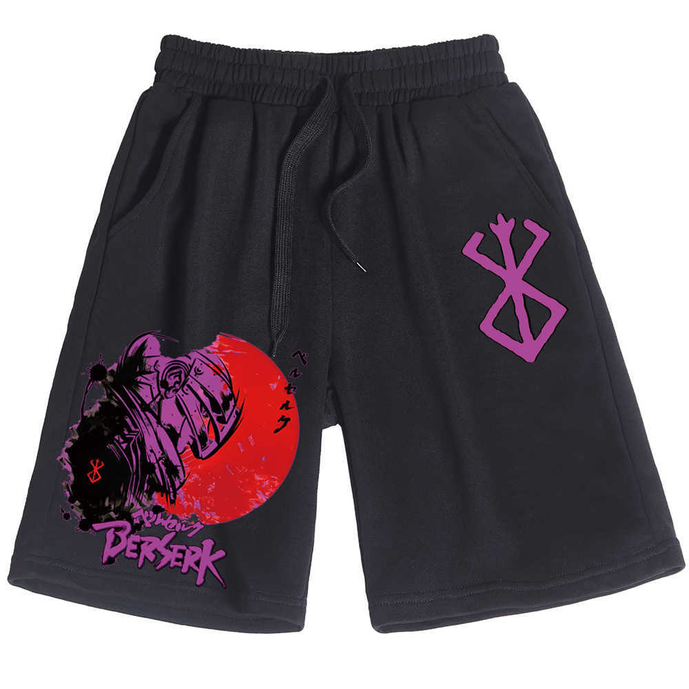 

Men's Shorts Harajuku Guts Berserk Print Casual Cotton Short Pants Unisex Men Women Gift W0407, Black1