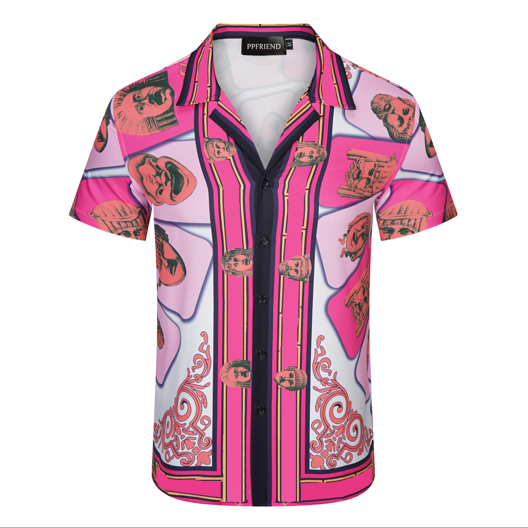 

Mens Designer Shirts Brand Clothing Men Shorts Sleeve Dress Shirt Hip Hop Style High Quality Cotton Tops 104162, Pink