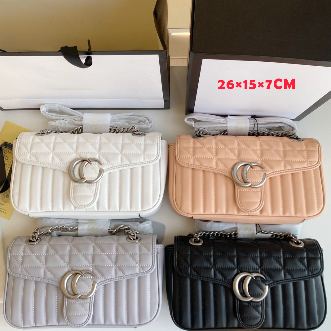 

Fashion Women Shoulder bag Designer Handbag High Quality Double G Tote Real Leather Purse Luxury Cross Body Bags Magnetic Multi Colors Pink Black Red, Box for free don't buy