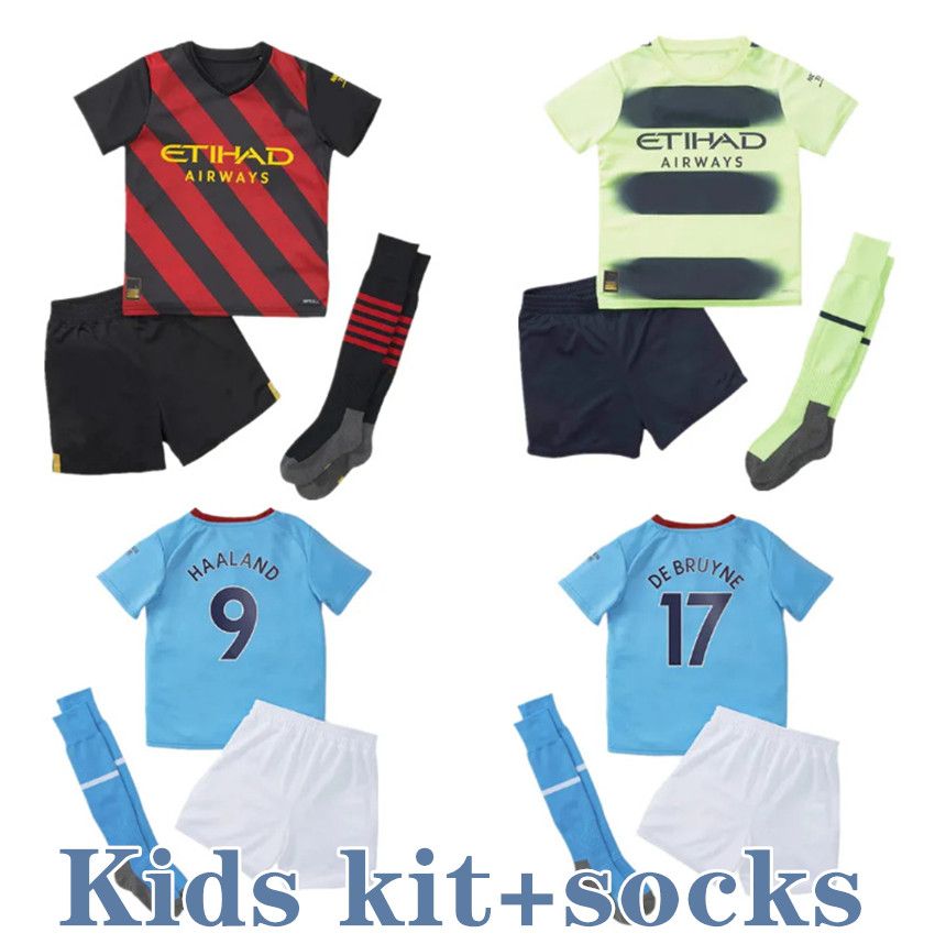 

Kids 2022 2023 HAALAND football kits Tracksuits SOCCER JERSEYS GREALISH STERLING MANS CITIES MAHREZ DE BRUYNE FODEN Kids footbal kit, 3rd