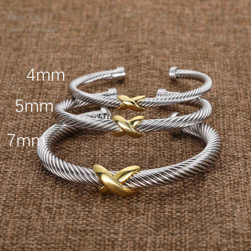 Designer Bracelets Designer Fashion Jewelry Twisted X Bracelet Gold Charm Sliver 925 Sterling Silver Bracelets Braided Cross Bangle Diamond Zirco-image-856877224