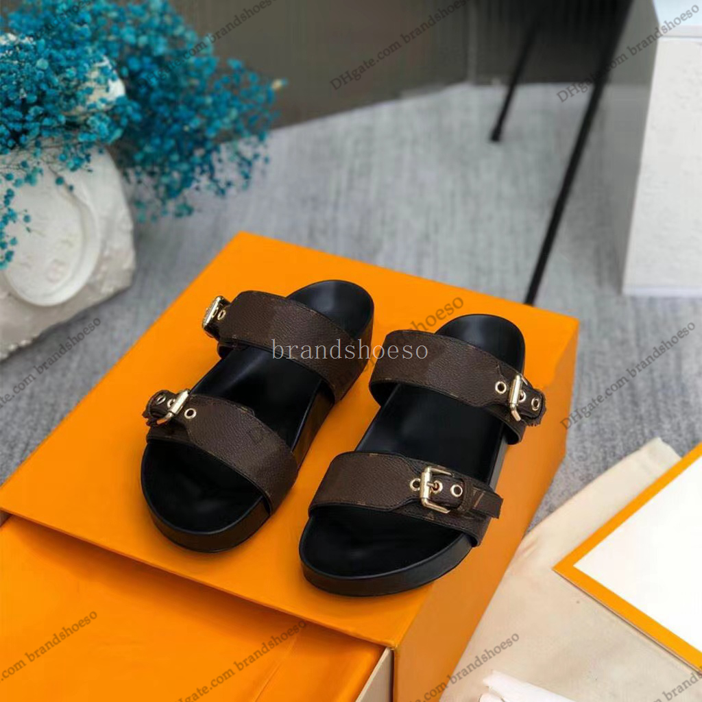 

621s Sandals Designer bom dia slippers sliding sandals Summer flat shoes Sexy leather flat shoes Women's beach fashion sliding 2 strap, Color 6