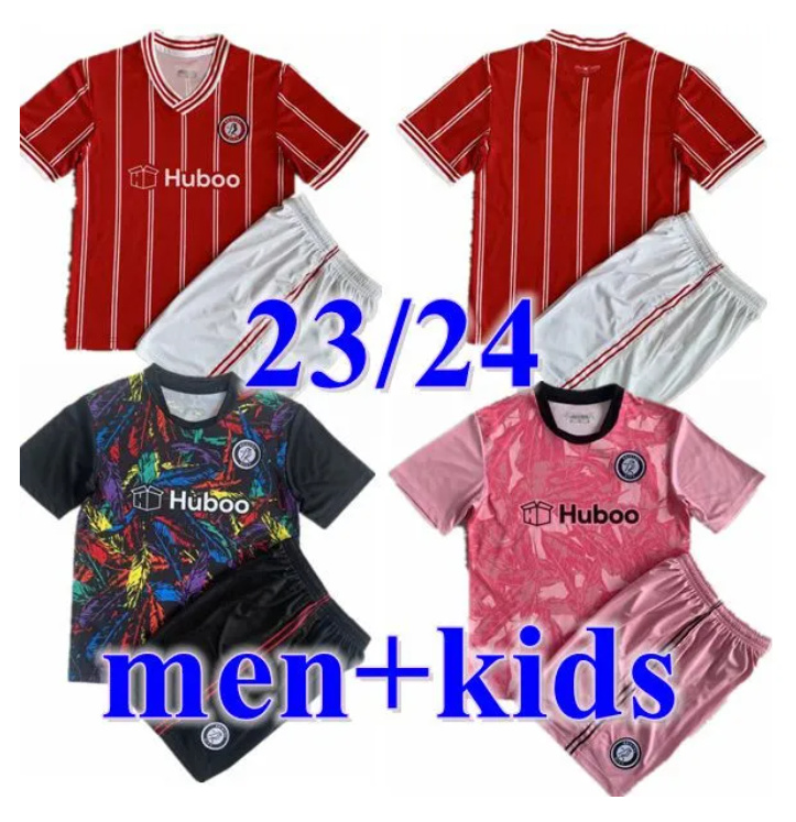 

23 24 Bristol City soccer jerseys FC PATERSON WELLS SEMENYO MARTIN WEIMANN Home Red football shirts MAWSON KALAS MASSENGO Away Black men kids Kits Uniforms