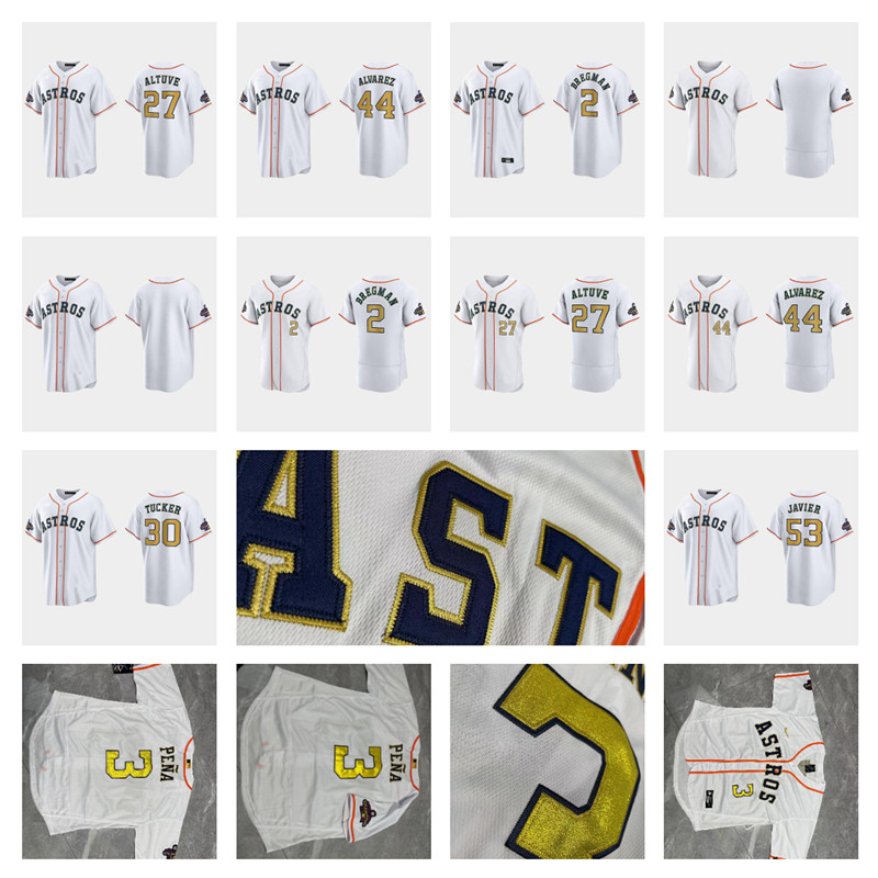 

Baseball Jersey Houston''Astros''Men Women Jeremy Pena Jose Altuve Yordan Alvarez Alex Bregman White 2023 Gold Collection