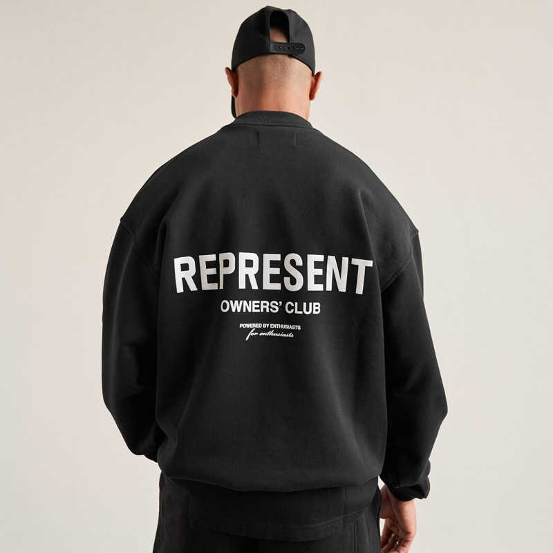 

represent REPRESENT Sweatshirt Minimalist Letter Round Neck Pullover High Street Fashion Brand Loose Sweater for Men hooded jackets coats, White