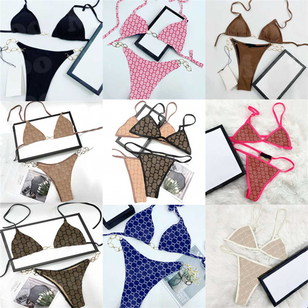 

Swimwear Designer Swimsuits For Women Sexy Bikini Underwear Embroidery Letter Fashion Metal Chain Bikini Bathing Suits 14 Styles''gg'', #666-black
