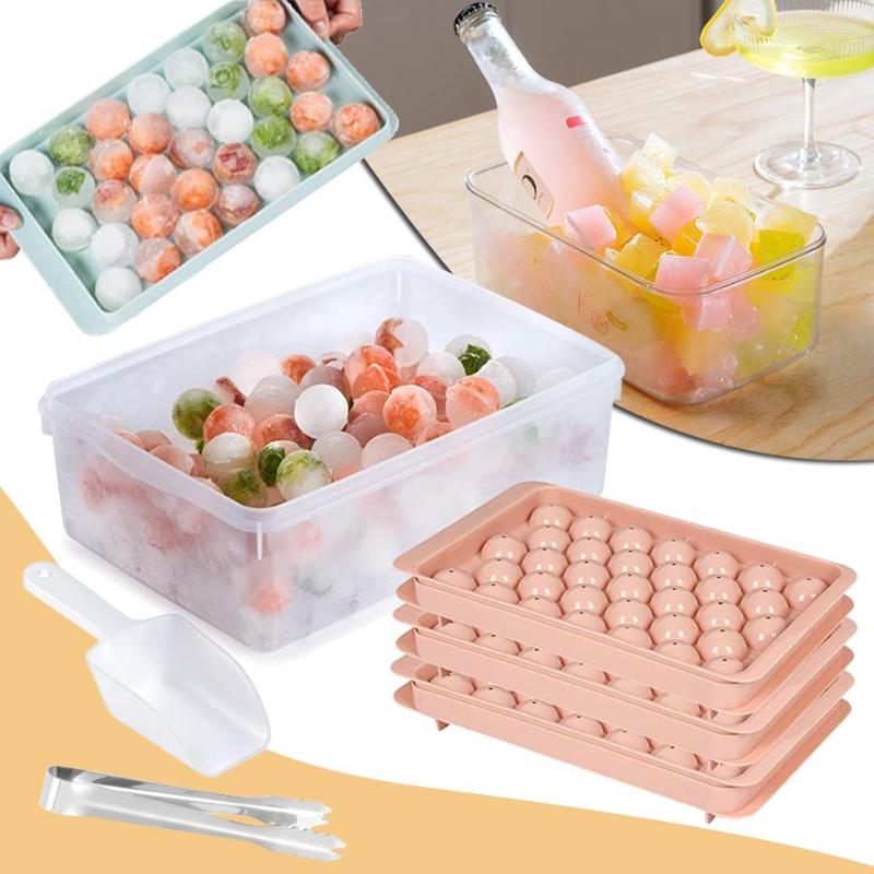 

Baking Moulds Ice Ball Maker Mold With Lid And Bin Round Cube Tray For Freezer Sphere Chilling Cocktail Whiskey Juice Coffee
