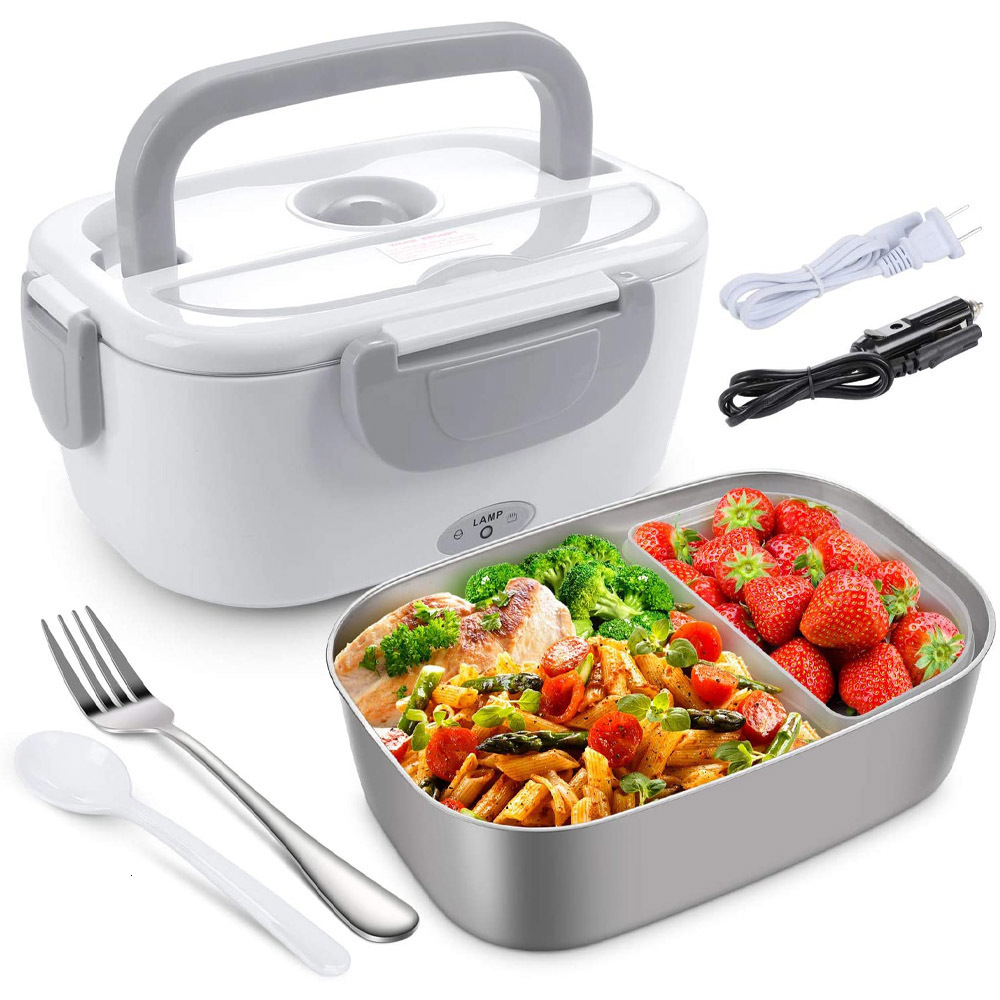 

Bento Boxes Portable electric heated lunch box CarHome 2-in-1 12V-24V 110V stainless steel lined bento lunch box Food container bento box 230407