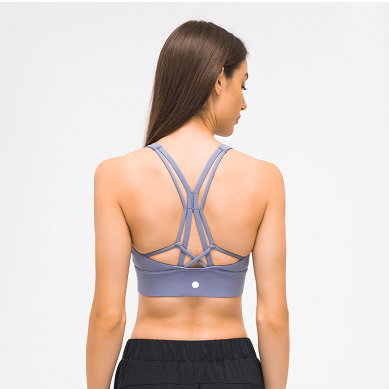 

ll Women Sports Bra Tops Cew Neck Fintness Tank Vest Skinfriendly Workout Breathble Crisscross Quick Dry Top Female DW114, Fuchsia