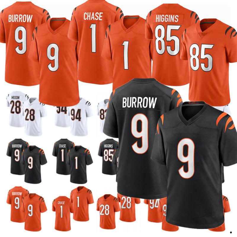 

9 Joe Burrow jersey Men Women Youth 1 Ja'Marr Chase 2 Evan McPherson 28 Joe Mixon 83 Tyler Boyd 85 Tee Higgins Football Jerseys, Color2