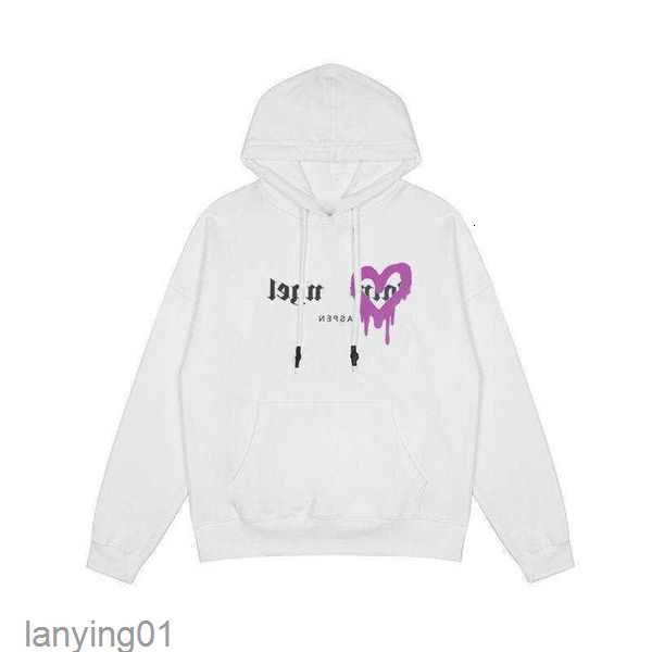 

Fashion Palm Hoodie Autumn and Winter High Street Men Women Loose Spray Graffiti Sweatshirts White Purple Angel 1m69k, 900 white purple