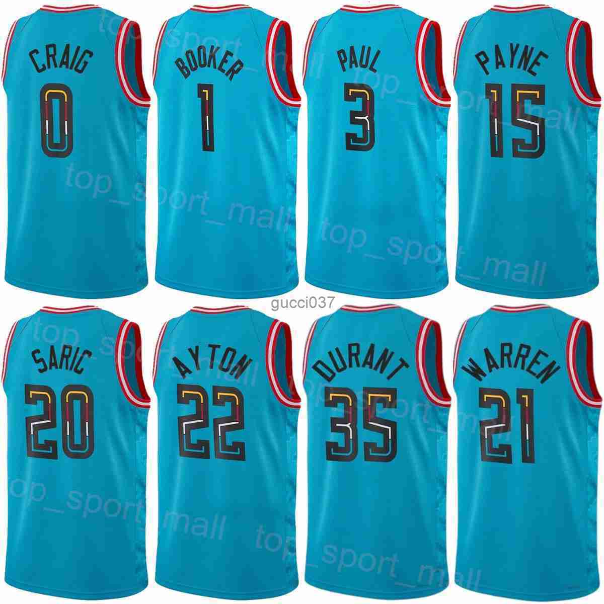 

Man Kids Printed Basketball Chris Paul Jersey 3 Devin Booker 1 DeAndre Ayton 22 Kevin Durant 35 TJ Warren 21 Darius Bazley 55 City Association Statement Pure Cotton, Blue