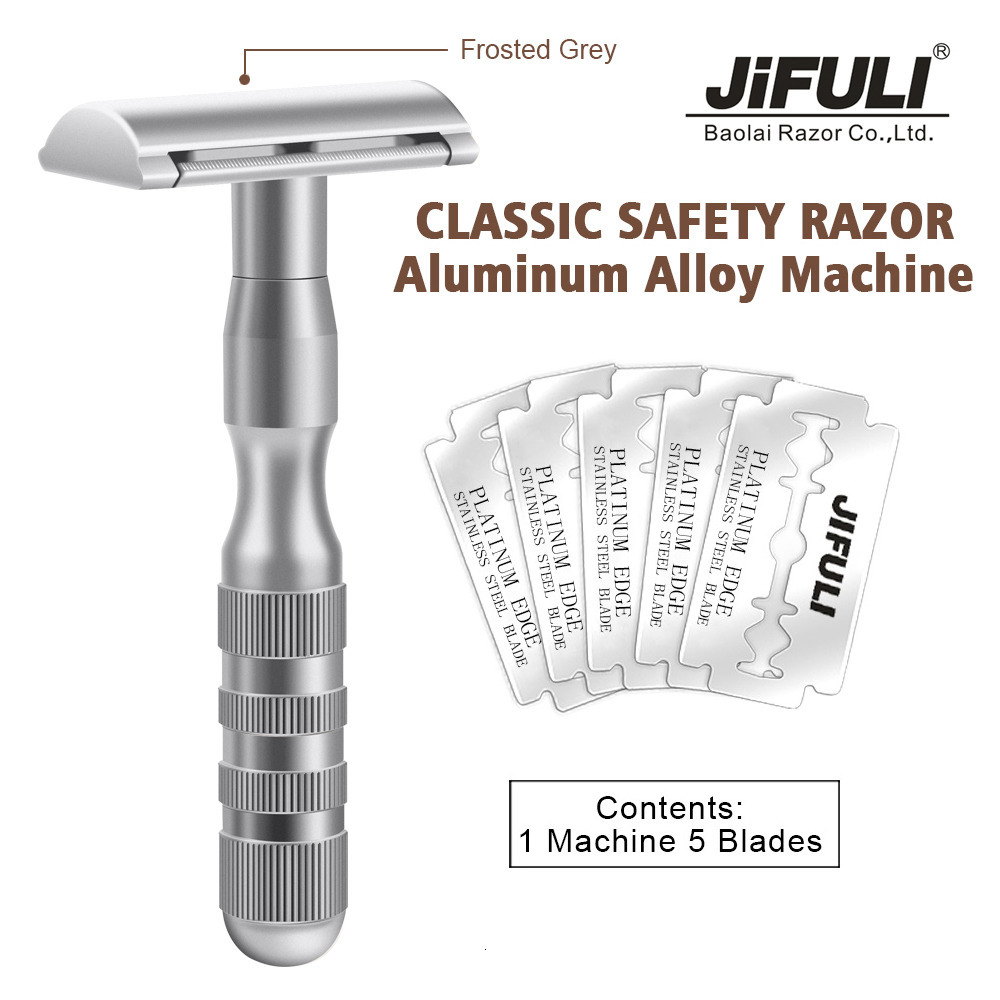 

Razors Blades JiFULI 1 Machine 5 High Quality Men Classic Double Edge Safety Razor Aluminum Alloy Handle Sharp Durable Shaver Blade 230407