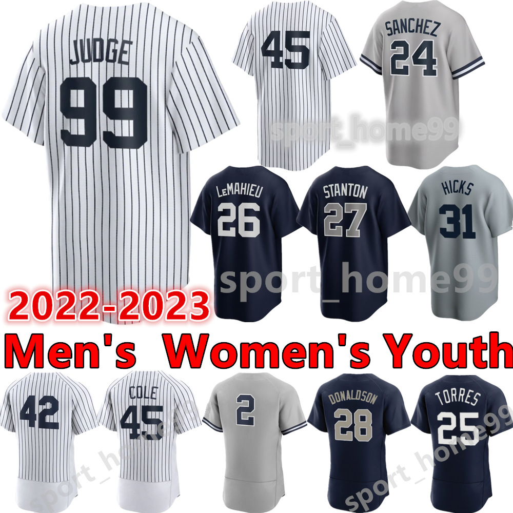 

2023 Custom 99 Aaron Judge Jersey 45 Gerrit Cole 48 Anthony Rizzo Gleyber Torres Dj Lemahieu Giancarlo Stanton Josh Donaldson Anthony, Black