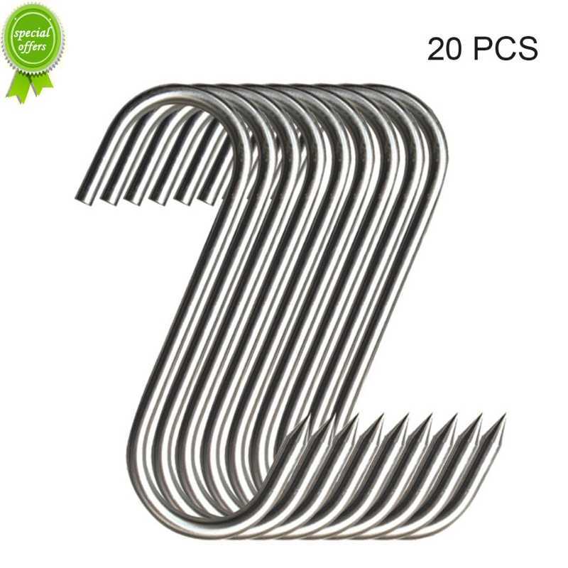 

New 20 Pieces Stainless Steel Butcher Hook With Pointed S-shaped Hook Butcher Shop Hot And Cold Smoking Kitchen Gadget