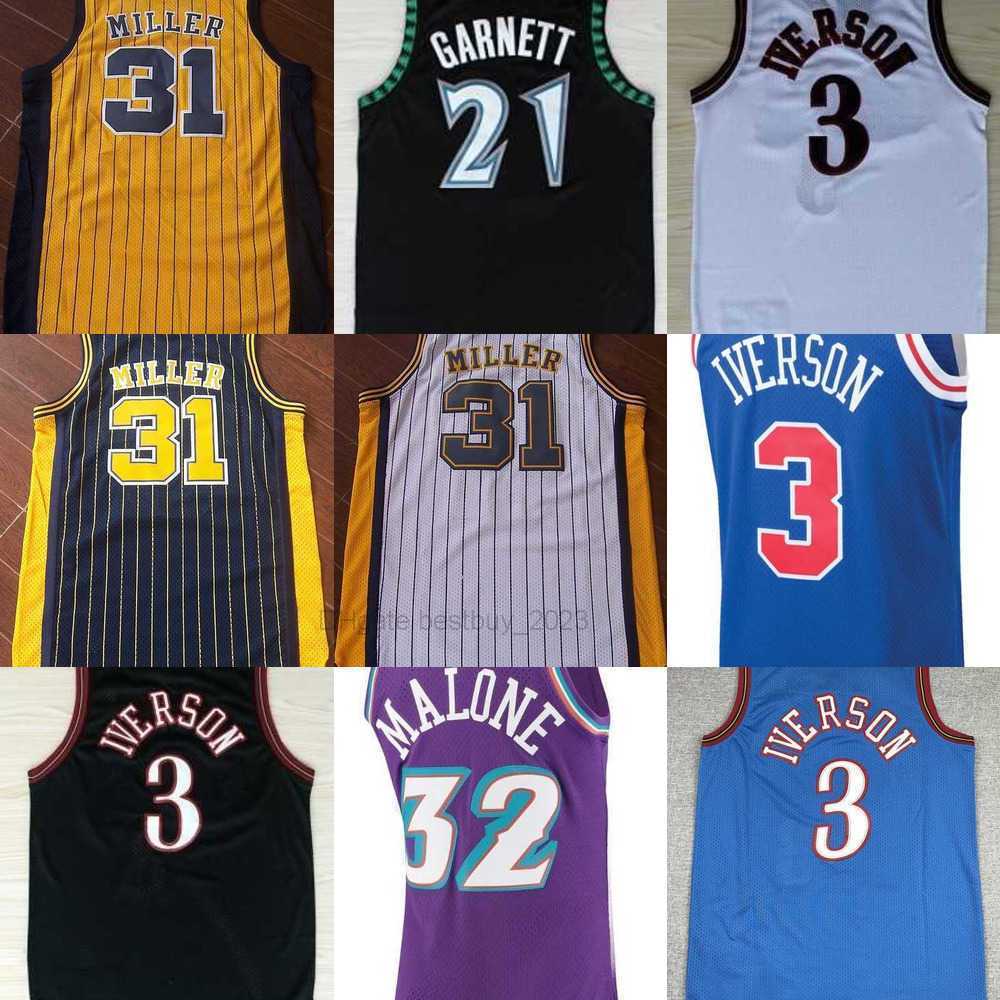 

Vintage Allen 3 iverson Jersey Kevin 21 Garnett Basketball''nBa''Jerseys John 12 Stockton Karl Reggie Malone Miller stitched, As