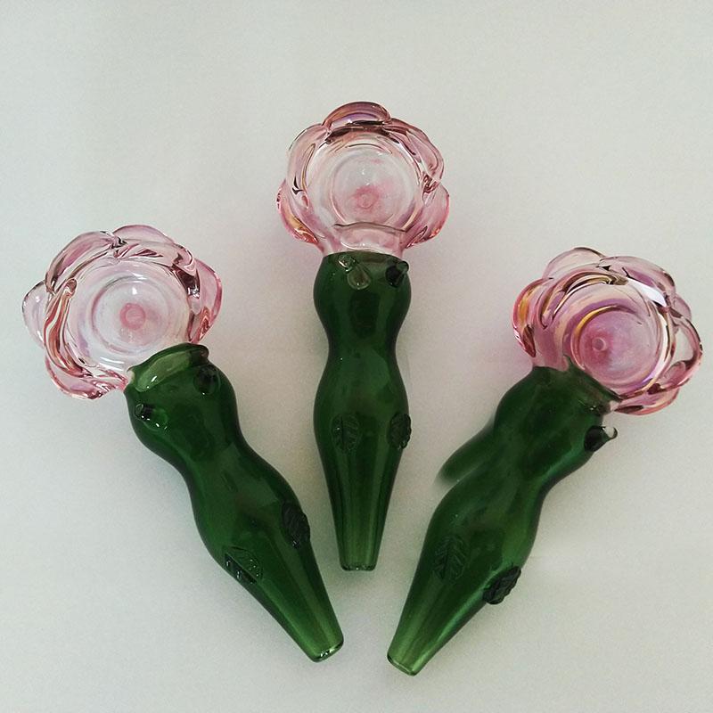 

Smoke Shop Rose Shape Smoke Pipes 5.2 inch dry herb tobacco glass hand smoke dab rig glass pipe glass smoking pipe DHL shipping