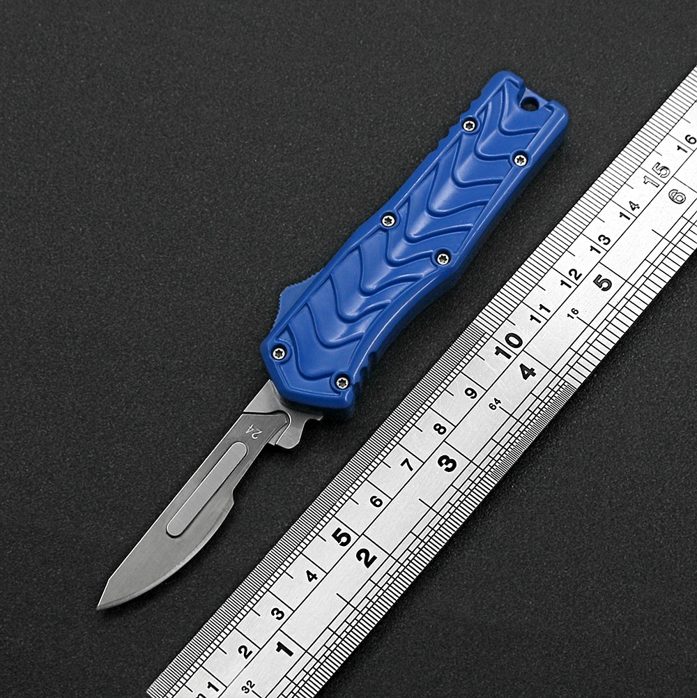 

Mini Outdoor Pocket Self Defense Knife 440 Blade Zinc Aluminum Alloy Handle Anti slip Design Key Pendant Holiday Gift