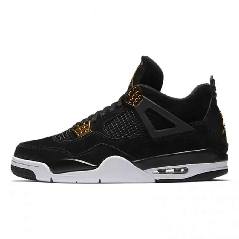 

2023 Basketball shoes Released Jumpman 4 Royalty Black Suede Designer Original Quality Mens 4s IV Black Metallic Gold Outdoor Sports Sneakers With Box