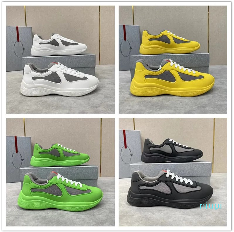 

2023 Lightweight Americas Cup Sports Shoes Patent matte Leather & Nylon Sneakers Mens Skateboard Mesh Runner Casual Outdoor Walking