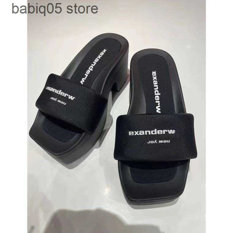

Designer Slippers AW Wang Correct Version Summer New Heels Platform Shoes For Women T230407, Black2