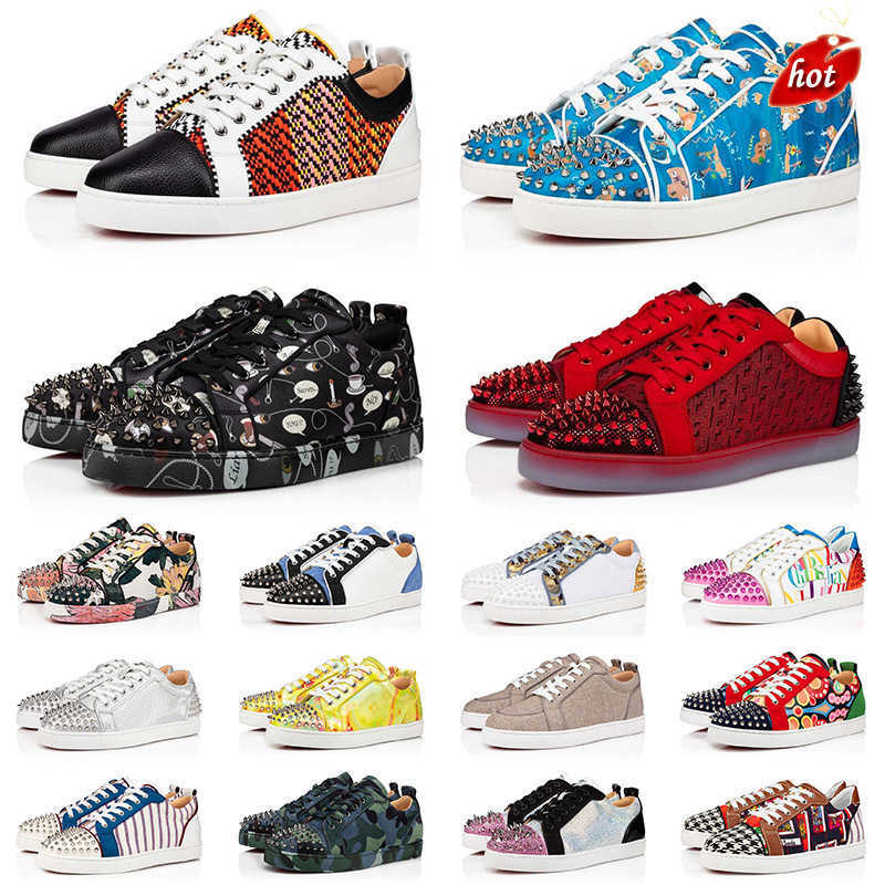 Christians Red-Bottomes 2023 Casual Chaussures Hommes Femmes Plat Bas En Cuir Véritable Daim Spike Rivets Vintage Designer Mocassins Commission D