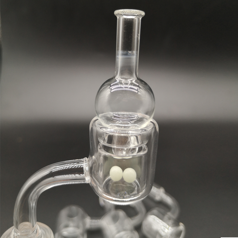 

DPQBN008 double bowl Smoking quartz banger nail with 2 pcs 6mm dia glow in the dark quartz beads and clear Carb Cap