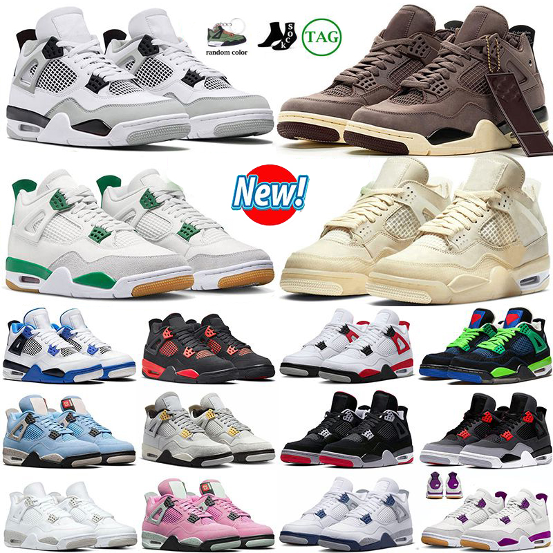 

4s Designers basketball shoes for men women Military Offs White Sail Black Cat Jumpman 4 Grey Red Thunder Violet Ore University Blue luxurys sports sneakers trainers, No box