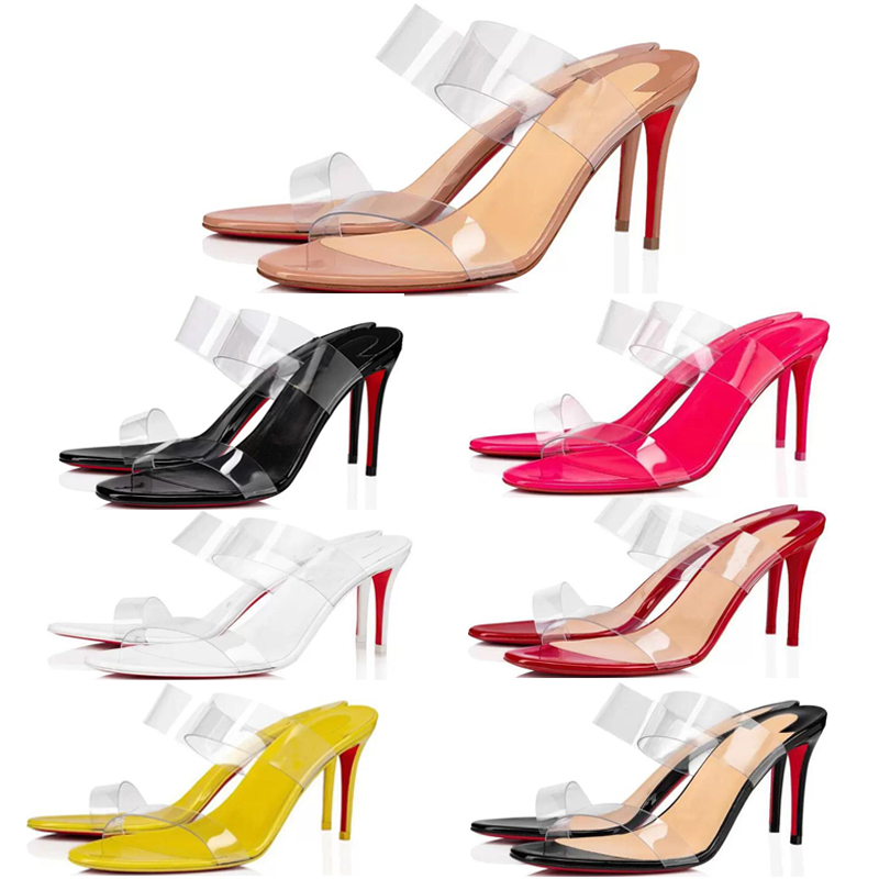 

Fashion Summer Sandals Women Senior Mules Pumps Slippers Just Nothing 85 mm High Heels Elegant Ladies Clear Pvc Slide Designer Mule Bride Wedding Party Sandal EU 35-43, #5